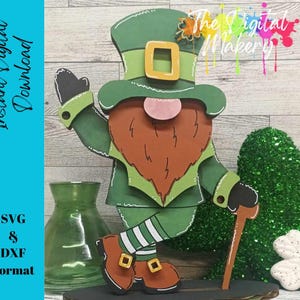 Dzień Świętego Patryka SVG | Plik laserowo wycinany Leprechaun | Plik Lucky Leprechaun Glowforge | Dekoracja na Dzień Świętego Patryka DIY