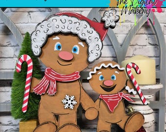 Christmas SVG | Christmas Gingerbread Family Laser Cut File | Candy Cane Gingerbread Sign File | DIY Christmas Decor | TheDigitalMakery