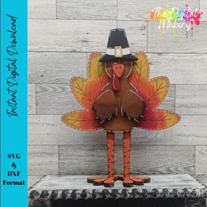 Tall Fall Turkey SVG | Pilgrim Turkey File | Skinny Leg Turkey SVG | Standing Fall Turkey File | DIY Fall Decor File