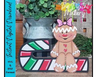 Gingerbread Man SVG Cut File | Gingerbread Laser Cut File | Candy Cane File | Christmas Decor | Digital Download