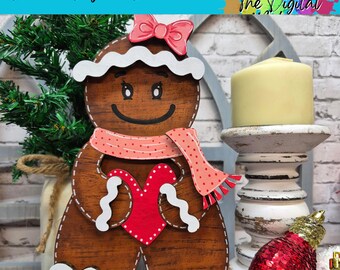Christmas Sign SVG | Christmas Gingerbread Girl File | DIY Christmas Decor SVG | TheDigitalMakery | Digital Download