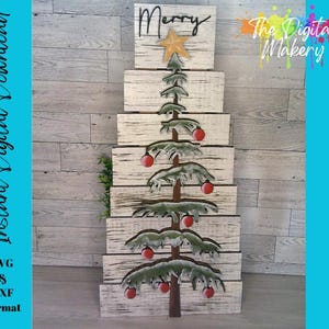 Christmas Tree SVG | Farmhouse Christmas Tree Plank Sign | Merry Christmas SVG | DIY Christmas Decor File | Digital Download