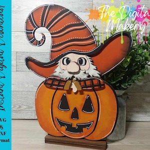 Archivo de corte láser de gnomo de Halloween / Gnomo de Halloween SVG / Decoración de Halloween DIY / Archivo de corte Cricut / Descarga digital