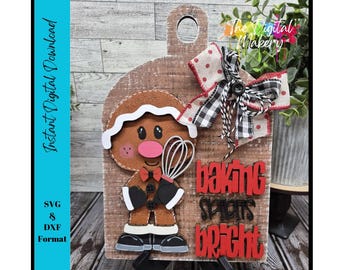 Christmas Sign SVG | Baking Spirits Bright SVG | Gingerbread Baker Sign | DIY Christmas Decor File | TheDigitalMakery | Digital Download