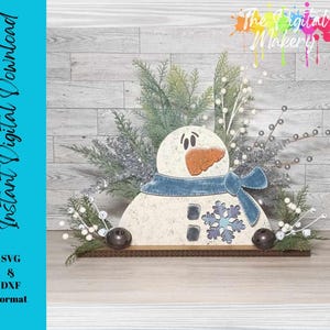 Winter Snowman Centerpiece SVG | Winter Centerpiece Laser Cut File | Winter Snowman SVG | Digital Download