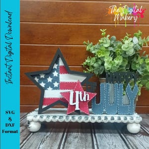 Happy 4th of July Sign SVG | Patriotic Shelf Sitter File | DIY 4th of July Decor File