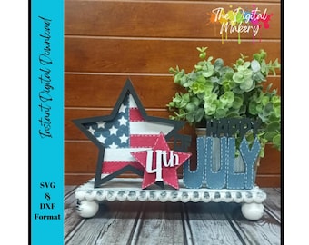Happy 4th of July Sign SVG | Patriotic Shelf Sitter File | DIY 4th of July Decor File