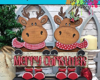 Christmas Sign SVG | Merry Christmas Reindeer File | DIY Christmas Decor File | TheDigitalMakery | Digital Download