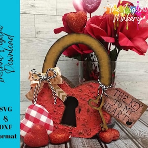 SVG Saint-Valentin | Fichier découpé au laser Heart Lock | Coeur Saint-Valentin en détresse SVG | Téléchargement numérique