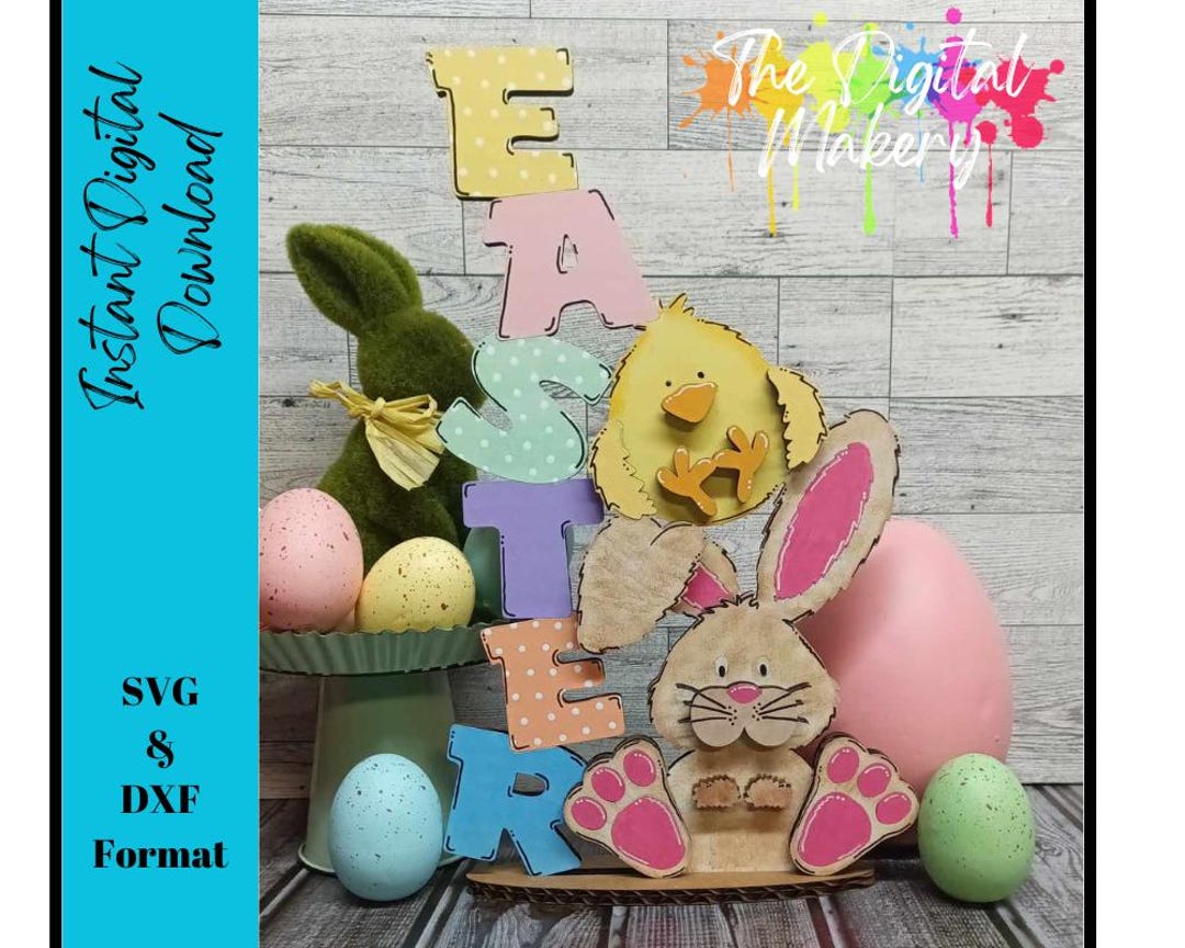 Easter Shelf Sitter Laser File | Easter Bunny SVG | Cute Easter Decor ...