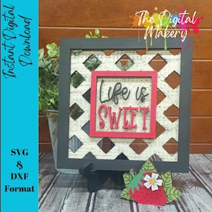 Fraise signe SVG | La vie est douce fichier signe fraise | Lime décorative aux fraises