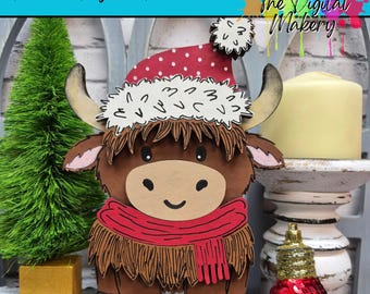 Christmas Highland Cow SVG | Holiday Cow File | DIY Christmas Decor File | TheDigitalMakery | Digital Download