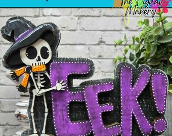 Halloween SVG | Eek! Skeleton Sign | DIY Halloween Decor | Happy Halloween | TheDigitalMakery | Digital Download