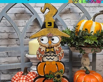 Fall Owl SVG | Owl on Pumpkin Stack Laser Cut File | DIY Fall Decor | TheDigitalMakery | Digital Download