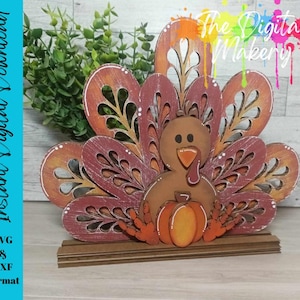 Fall Turkey Laser Cut File | Decorative Turkey Decor | Fall Laser File | Thanksgiving Centerpiece | Digital Download