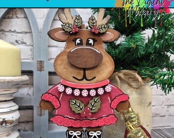 Christmas Laser Cut File | Christmas Reindeer SVG | Reindeer Girl File | DIY Christmas Decor | TheDigitalMakery | Digital Download
