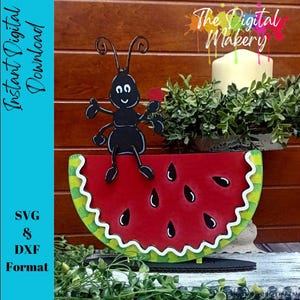Ant on a Watermelon Slice SVG | Cute Watermelon File | Summer Watermelon Decor File | Ant SVG