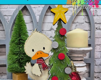 Christmas Sign SVG | Christmas Duck with Tree Laser File | Merry Duckie SVG | TheDigitalMakery | Digital Download