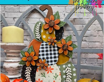 Floral Stacked Pumpkins SVG | Retro Pumpkin Decor | DIY Fall Decor File | TheDigitalMakery | Digital Download