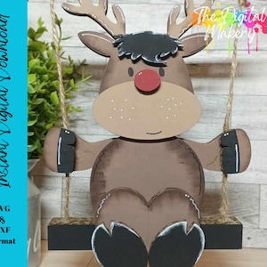 Add On Reindeer Swinger SVG | Reindeer Swinger File | Christmas Reindeer SVG | Christmas Laser Cut File | Digital Download