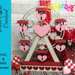 Valentinstag SVG | Valentinstag Riesenrad Laser Cut Datei | Valentinstag Dekor-Datei | Valentinstag Glowforge Datei