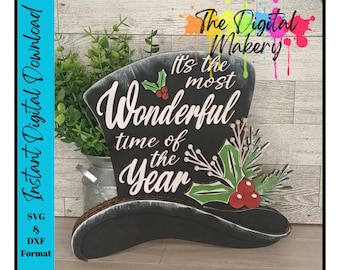Christmas Top Hat Laser Cut File | Winter Top Hat SVG | Christmas Top Hat | Christmas SVG | Digital Download