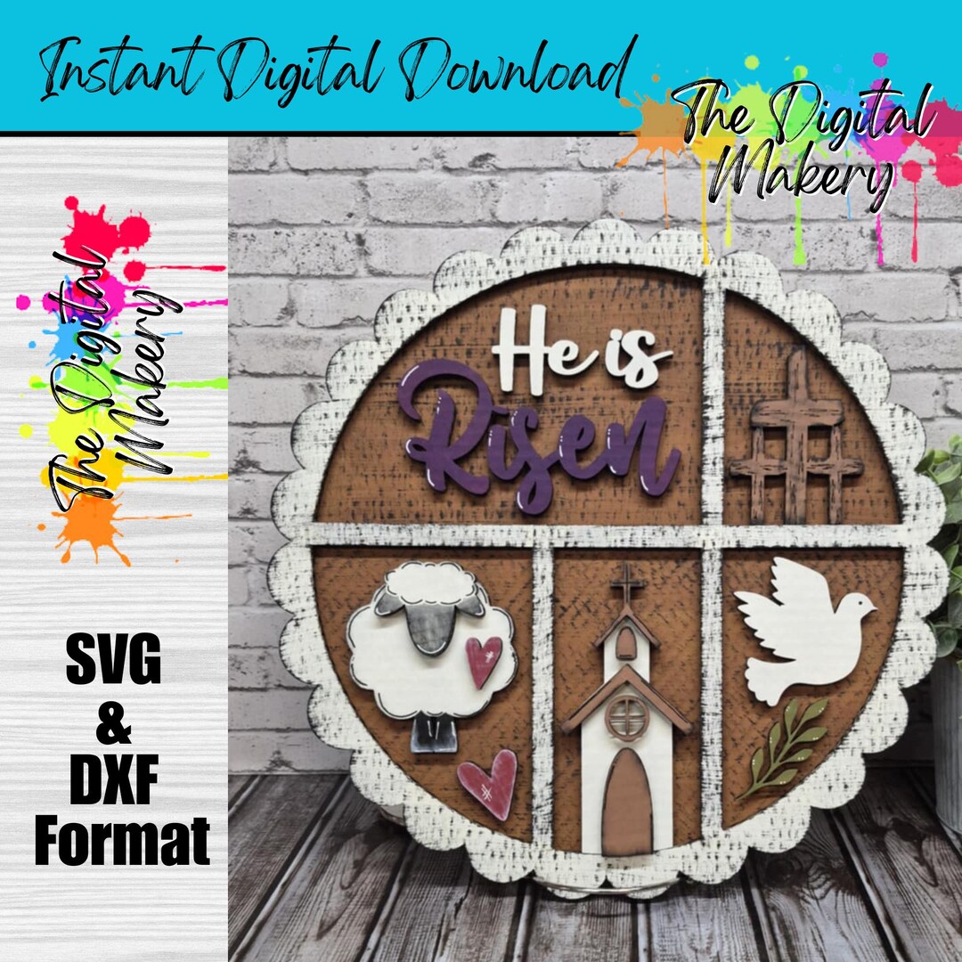 He Is Risen Sign Language Design He is Risen Sign SVG | Easter Sign SVG | Religious Easter Decor File ...