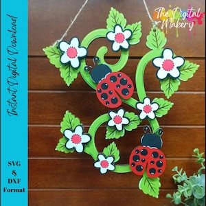 Cute Ladybug Wall Hanger SVG | Ladybug Decor File | Farmhouse Summer Decor File