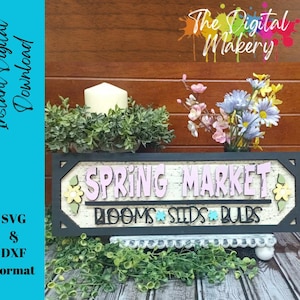Spring Market Sign SVG | Blooms Seeds and Bulbs SVG | Farmhouse Spring Decor File