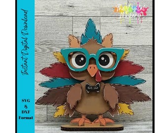Nerdy Turkey SVG: Fall Sign, DIY Decor File (Digital Download)
