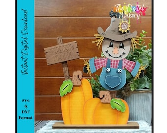 Herbst Vogelscheuche SVG | Vogelscheuche zu einstellen SVG | Herbst-Vogelscheuchen Shelf Sitter Datei | DIY Herbst Dekor Datei