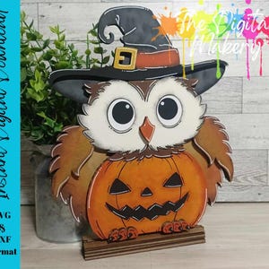 Herbst Laser Cut Datei | Herbst Eule DIY Dekor | Halloween-Eule | Cricut Cut-Datei | Jack O Lantern Eulen-Laser-Datei | Digitaler Download