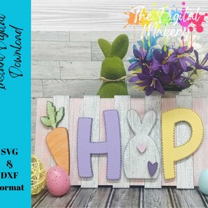 Hop SVG | Projekt Zająca Wielkanocnego | Pastelowy Plik Wielkanocny | Plik SVG Wielkanocny Domek | Dekoracja ścienna Wielkanoc