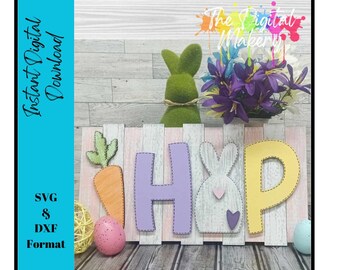 Hop SVG | Easter Bunny Design | Pastel Easter File | Farmhouse Easter SVG File | Easter Wall Decor