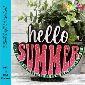 Hallo Sommer Wassermelone Zeichen SVG | Sommer Shelf Sitter Datei | Wassermelone Dekor-Datei