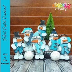 Signe de bonhomme de neige SVG | Fichier de bonhommes de neige d'hiver | Bonhomme de neige sur étagère | Fichier de décoration d'hiver bricolage | Téléchargement numérique | TheDigitalMakery