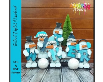 Snowman Sign SVG | Winter Snowmen File | Snowman Shelf Sitter File | DIY Winter Decor File | Digital Download | TheDigitalMakery