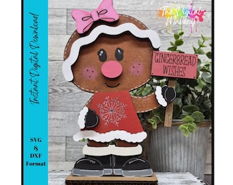 Christmas Sign SVG | Gingerbread Wishes SVG | Gingerbread Girl Sign | DIY Christmas Decor File | TheDigitalMakery | Digital Download