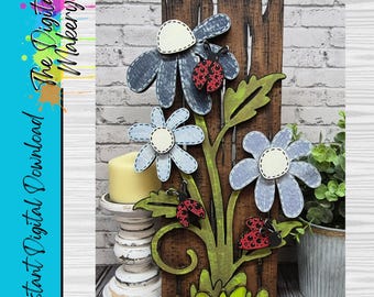 Marienkäfer Zeichen SVG | Gänseblümchen-Planke | DIY Sommer-Dekor-Datei | TheDigitalMakery | Digitaler Download