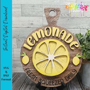 Planche à découper citron SVG | Fichier décoratif citron | Décoration de cuisine citron SVG | Fichier de décoration de cuisine d'été