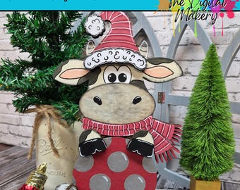 Christmas Cow SVG | Christmas Ornament Hugging Cow | DIY Christmas Decor File | TheDigitalMakery | Digital Download