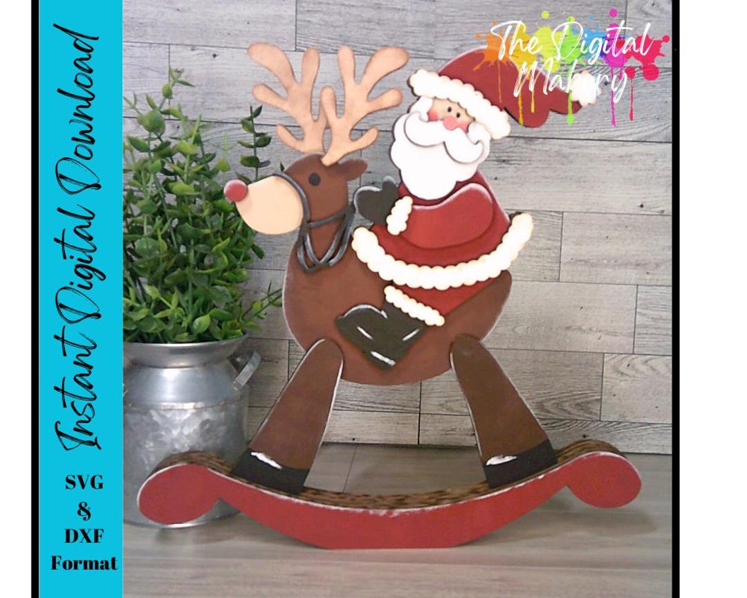 Santa Rocking Horse SVG | Christmas Rocking Horse Laser Cut File ...