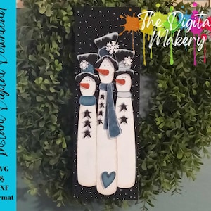 Vintage Snowman Trio SVG | Winter Laser File | Winter Snowman SVG | Vintage Holiday Decor File | Digital Download