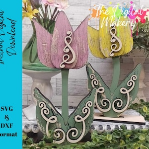 Spring Tulip SVG | Rustic Tulip Laser Cut File | Spring Glowforge File | DIY Spring Decor File