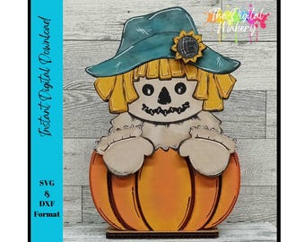 Scarecrow Shelf Sitter SVG File: DIY Fall Decor (Digital Download)