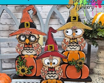 Fall Owl Bundle SVG | Owls on Pumpkins Laser Cut Files | DIY Fall Decor | TheDigitalMakery | Digital Download