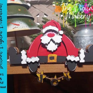 Archivo de corte láser de Navidad / Santa Shelf Hugger / Archivo de corte láser / Decoración de Santa / Decoración de Navidad DIY / Navidad SVG / Descarga digital