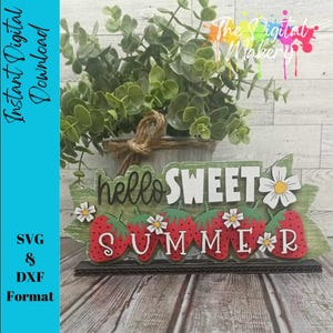 Erdbeere Zeichen SVG | Hallo süße Sommerdatei | Erdbeer-Dekor-Datei | Sommer Schilder Datei