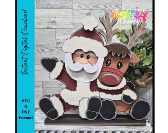 Christmas Sign SVG | Santa and Rudolph Buddies File | DIY Christmas Decor File | TheDigitalMakery | Digital Download