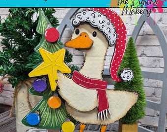 Christmas Goose SVG | Goose Putting Star on Christmas Tree File | DIY Christmas Decor File | TheDigitalMakery | Digital Download